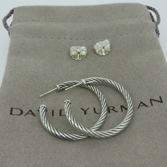 David Yurman Jewelry - David Yurman Cable Hoop Earrings 1"